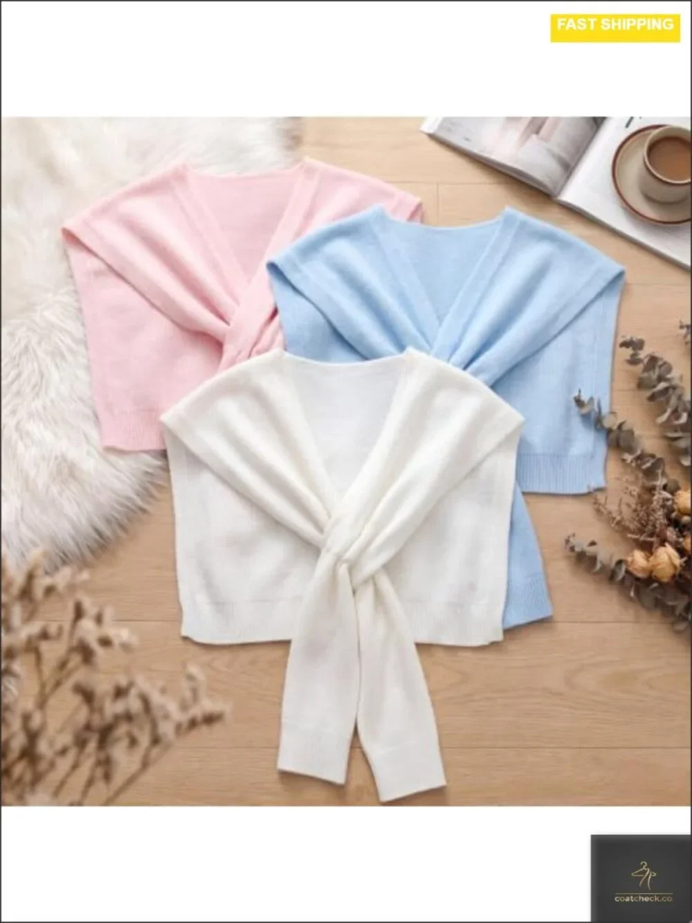 3 Pack Knit Shawl Wraps for Women Soft Lightweight Cape Cardigan